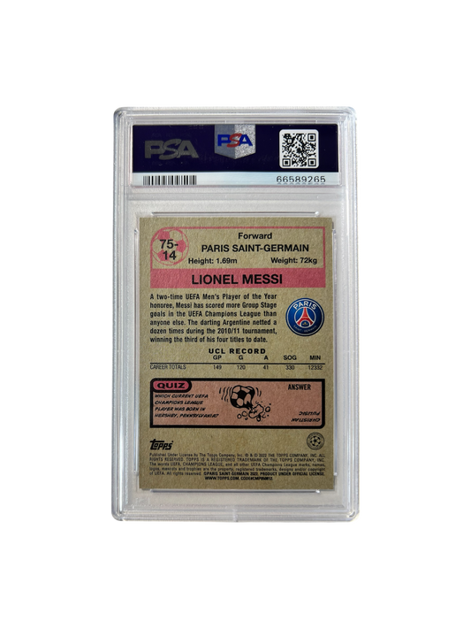 2021-2022 Topps UCL Lionel Messi 1975 PSA Card