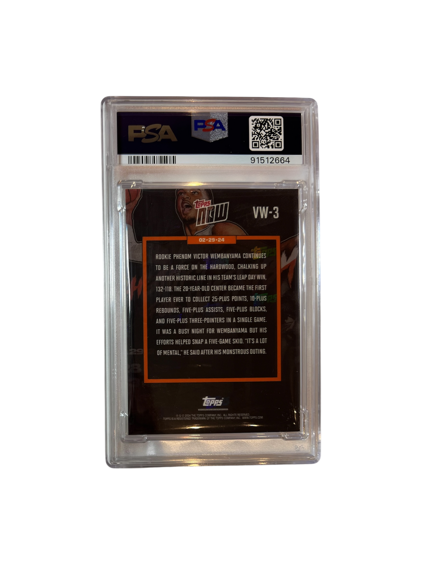2023 Topps Now Victor Wembanyama History PSA Card