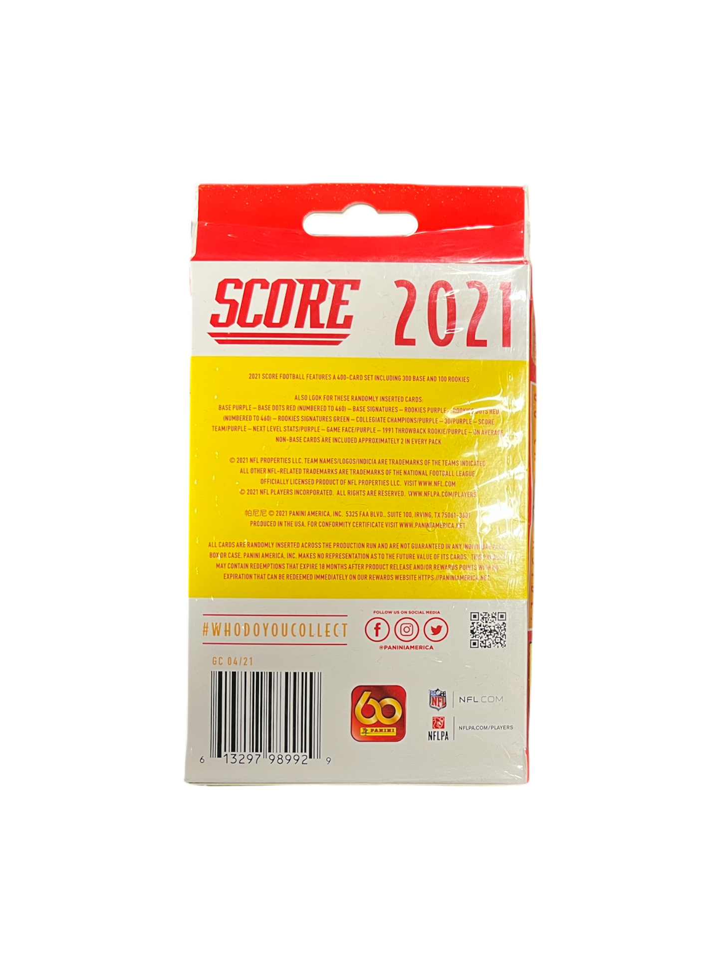 2021 Panini Score NFL Trading Cards Hanger Box
