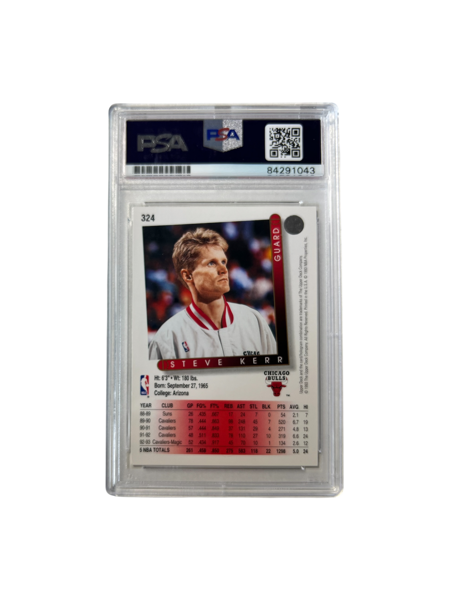 1993 Upper Deck Chicago Bulls Steve Kerr Auto PSA card