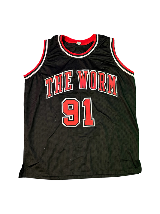 Chicago Bulls Dennis Rodman NBA signed Custom Red Jersey