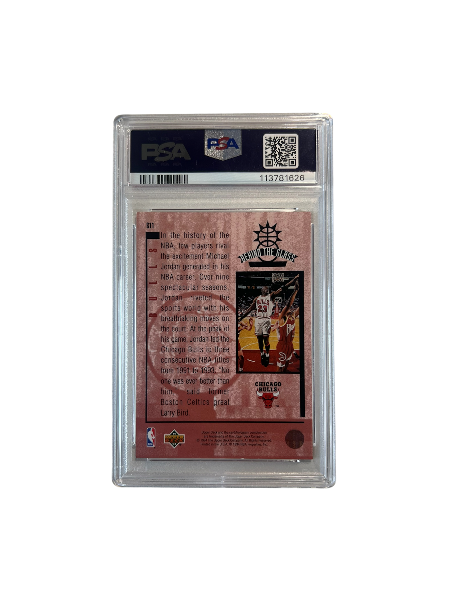 1993 Upper Deck SE Behind the Glass Michael Jordan PSA Card