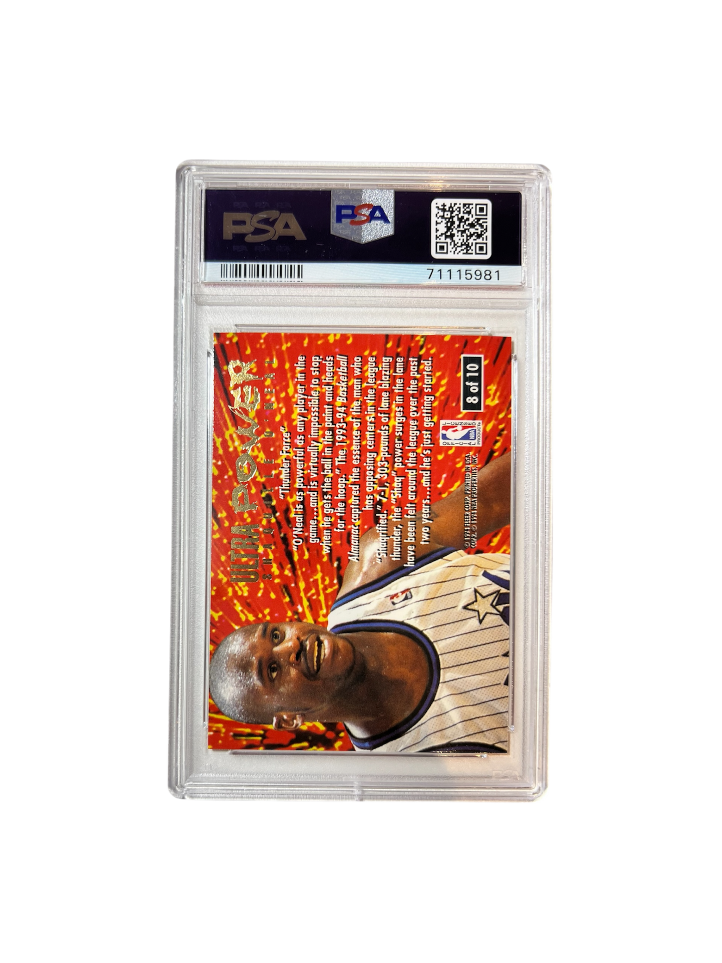 1994 Fleer Ultra Shaquille O'Neal Shaq #8 PSA Card