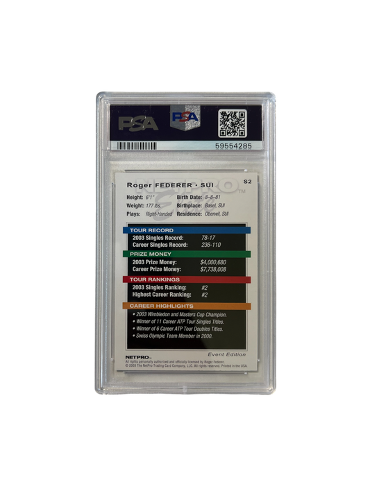 2003 NetPro Elite Roger Federer PSA Card