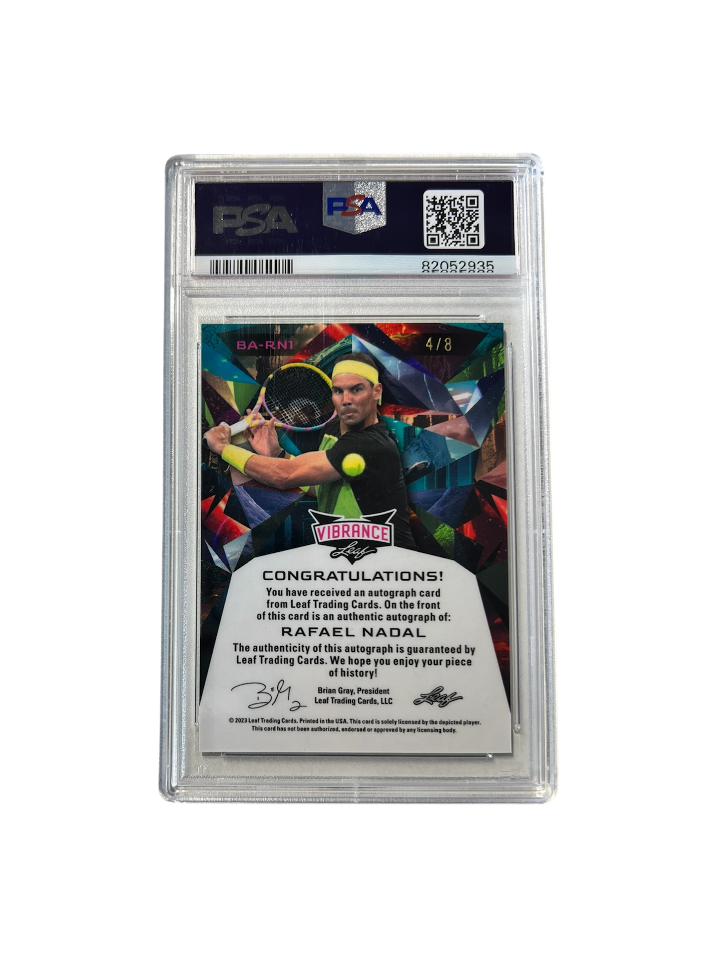 2023 Vibrance Rafael Nadal AUTO /8 Green PSA card