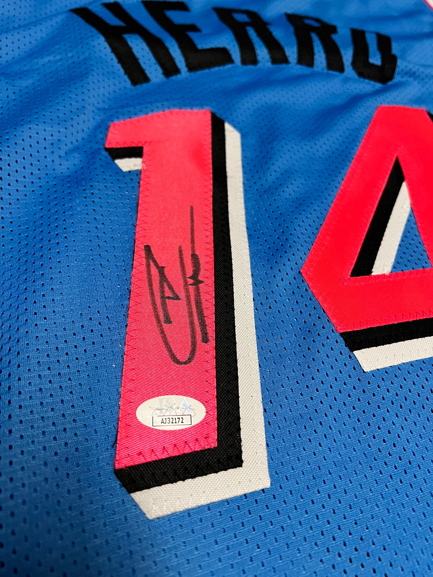 Miami Heat Tyler Herro NBA signed Custom Miami Vice Blue Jersey