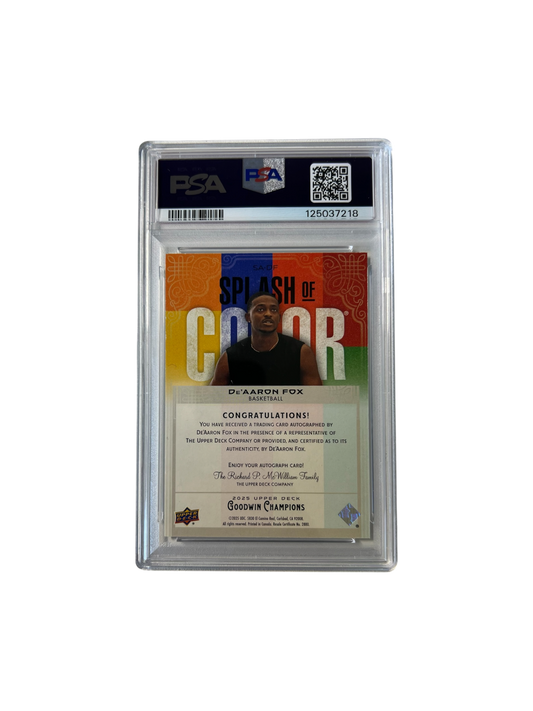 2025 Goodwin Champions Spurs De Aaron Fox PSA Auto card