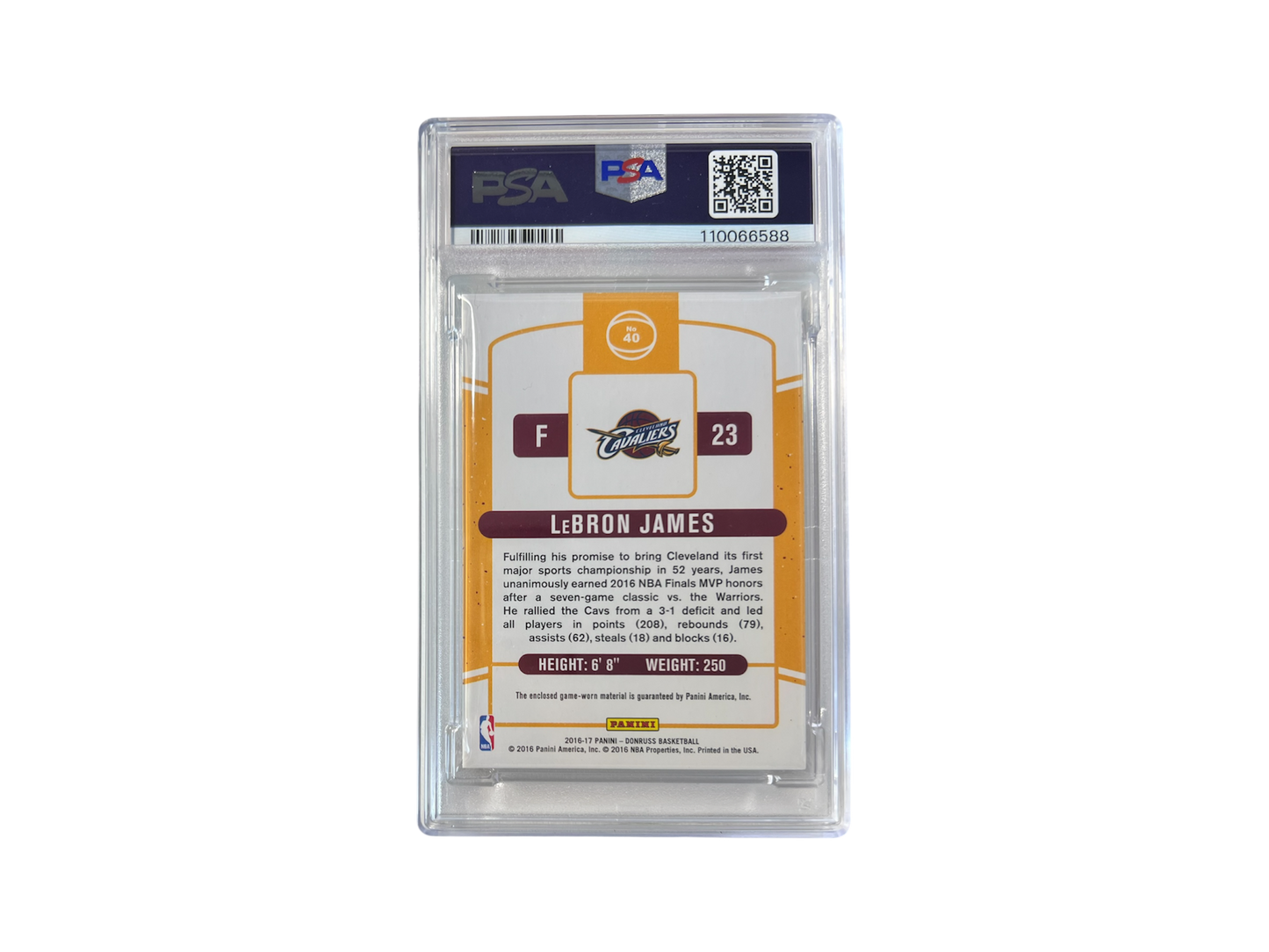 2017 Panini Donruss LeBron James Swatch Kings Jumbo Patch PSA card