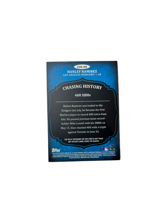 2013 Topps Los Angeles Dodgers Hanley Ramirez Bat relic card