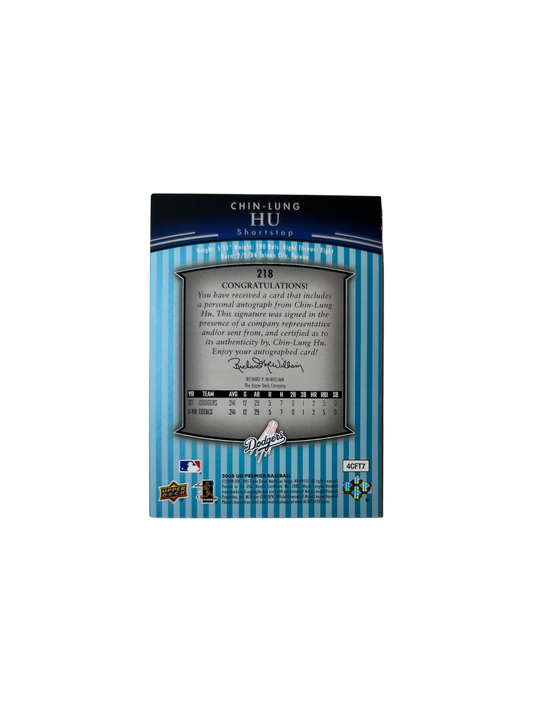 2008 Upper deck Premier Los Angeles Dodgers Chin-Lung Hu Rookie AUTO card