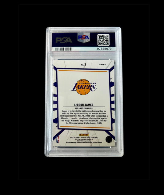 2023 Donruss Optic LeBron James My House! Green Shock PSA card