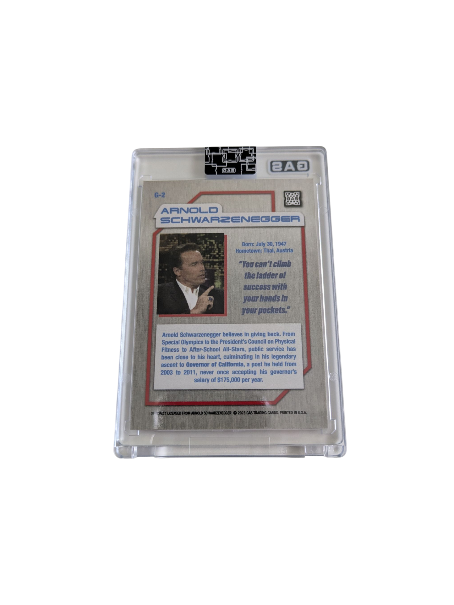 2023 GAS Trading Cards Arnold Schwarzennegger G-2 card