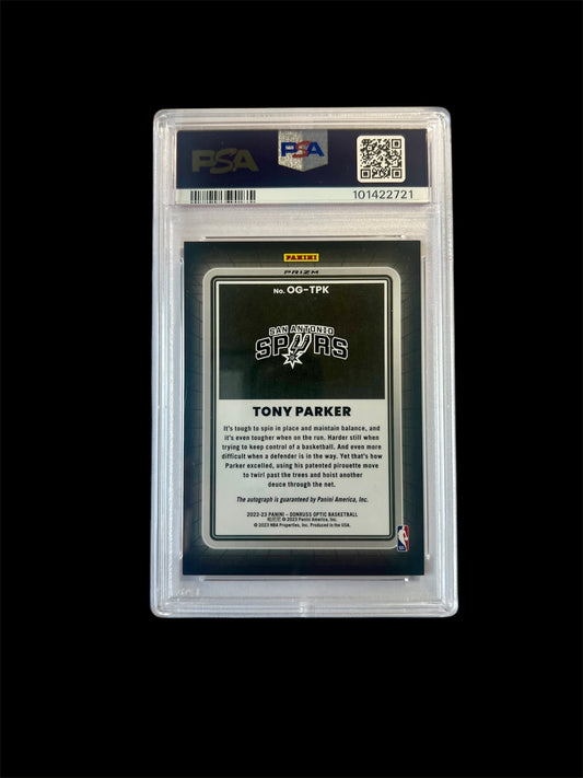 2022 Donruss Optic Tony Parker Opti-Graphs Choice Autograph PSA card