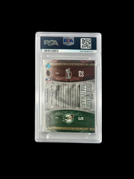2009 Upper Deck LeBron James Kevin Garnett Dual Game Materials Game-Used Patch PSA card