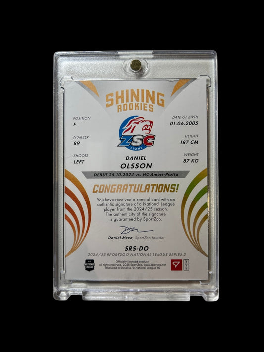 2025 SportZoo National League Series 2 ZSC Lions Shining Rookies Daniel Olsson Auto Numbered /39 card