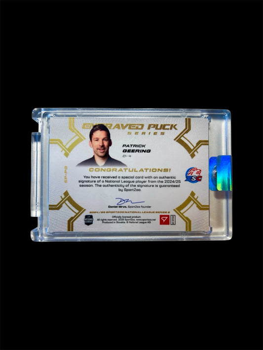 2025 SportZoo National League Series 2 ZSC Lions Engraved Puck Patrick Geering /20 card