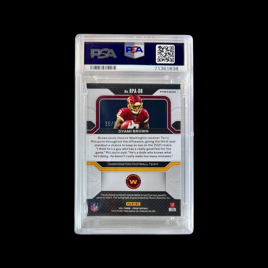 2021 Panini Prizm Dyami Brown Rookie Patch Auto PSA Card