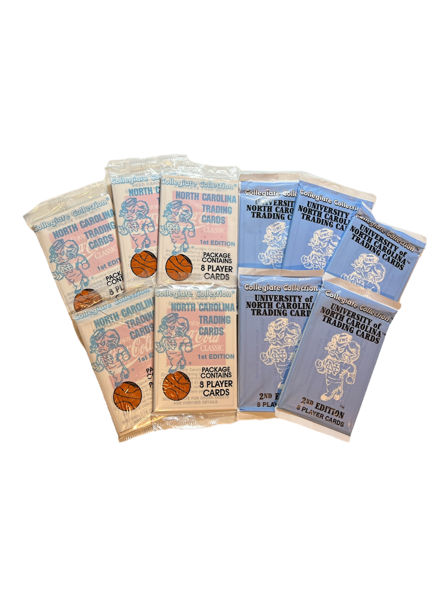 1989-1990 Collegiate Collection North Carolina Basketball 1st & 2nd Edition x 10 Packs Bundle