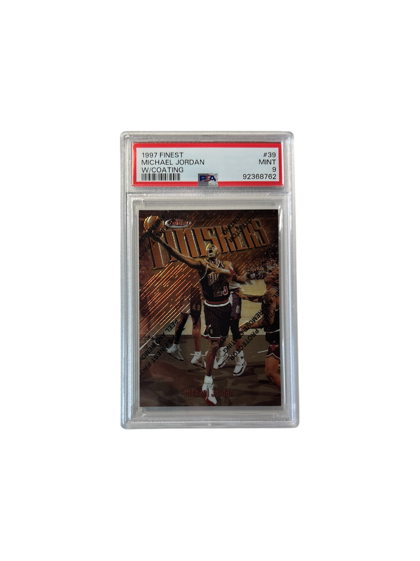 1997 Topps Finest Michael Jordan Finishers with coating PSA 9 card