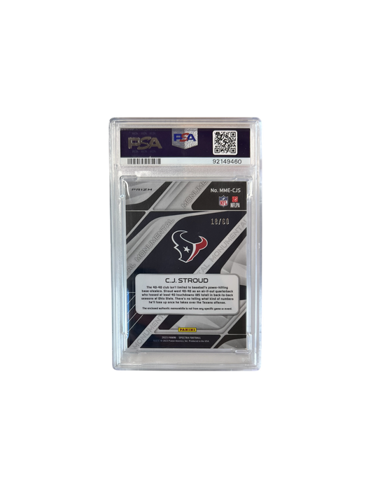 2023 Panini Spectra Rookie Texans Patch CJ Stroud PSA 9 card