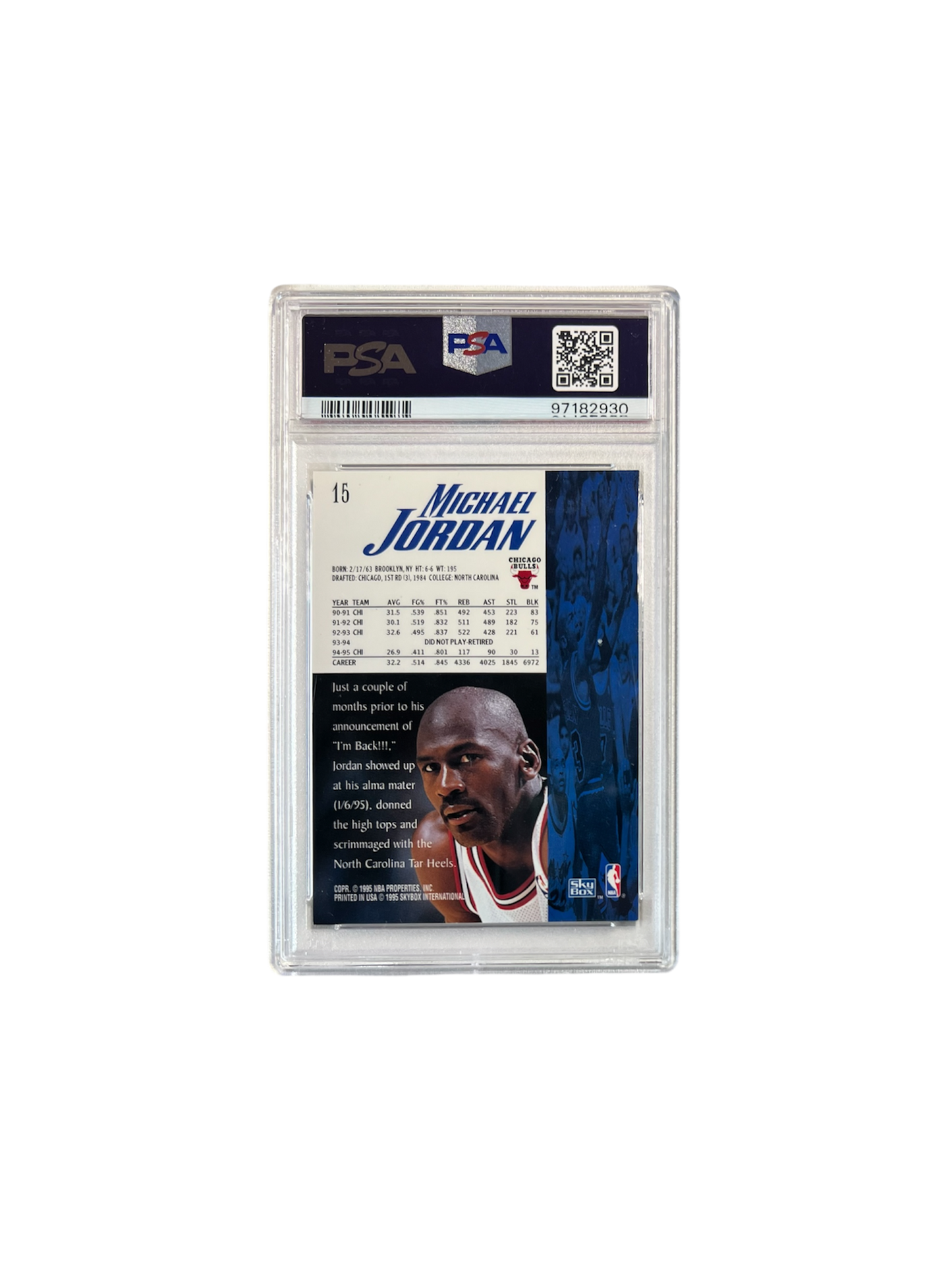 1995 Skybox Premium Michael Jordan PSA 8 card