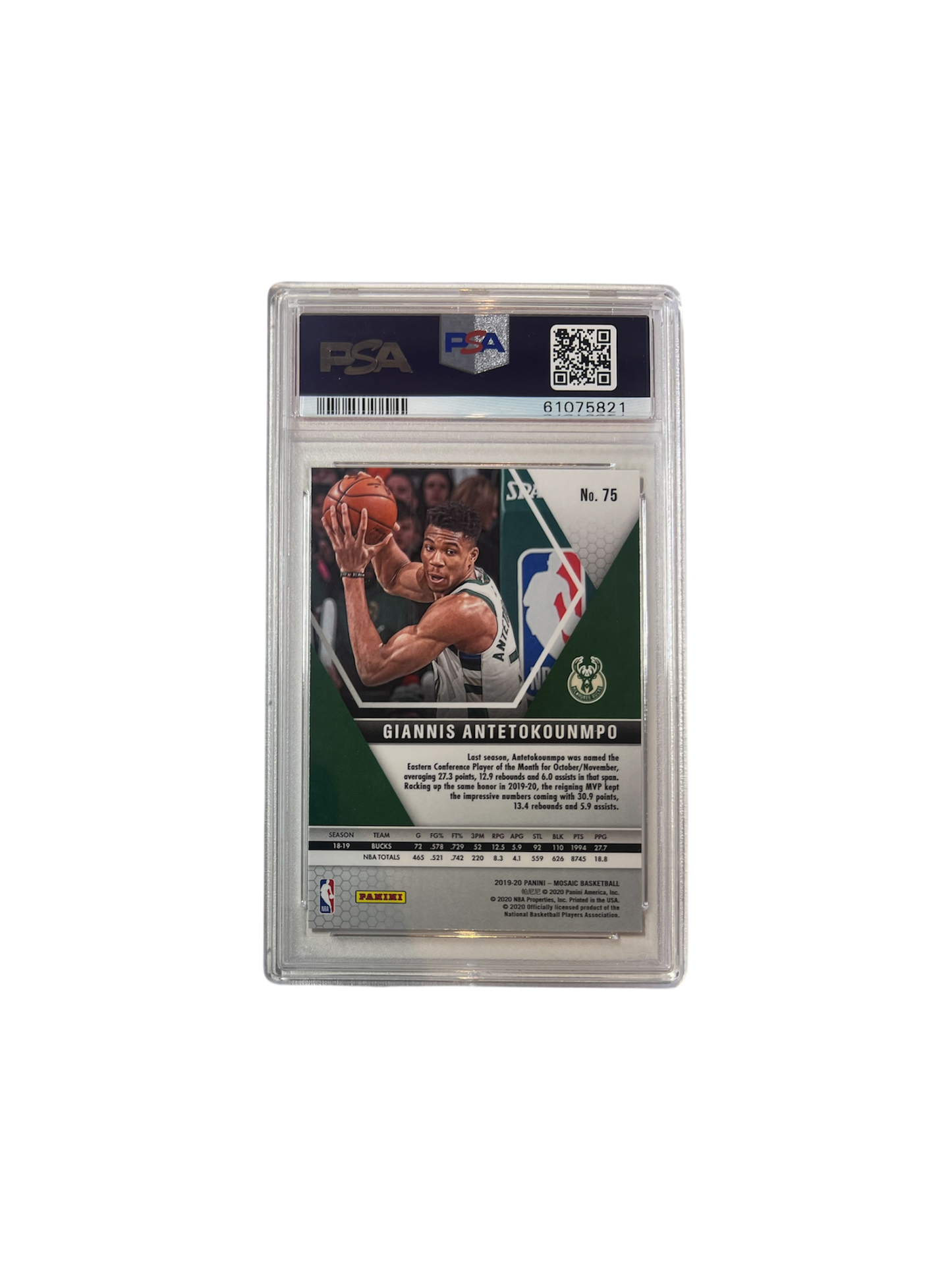 2019 Panini Mosaic Giannis Antetokounmpo PSA Card