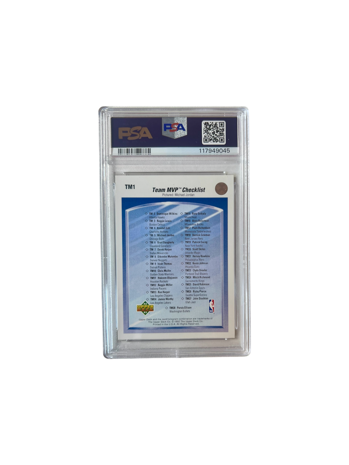 1992 Upper Deck Team MVP Michael Jordan PSA Card