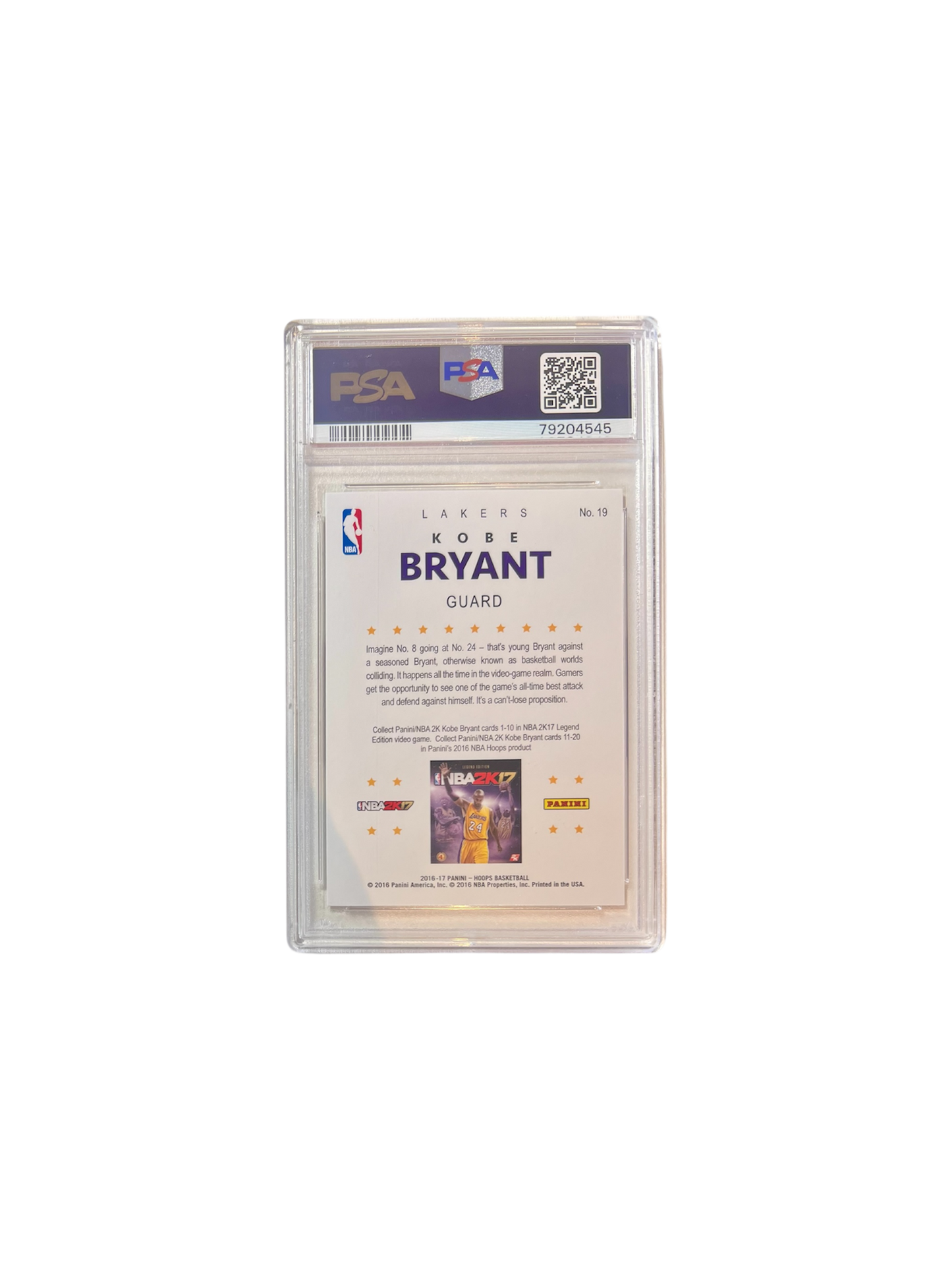 2016 Panini Hoops NBA 2K17 Kobe Bryant PSA Card