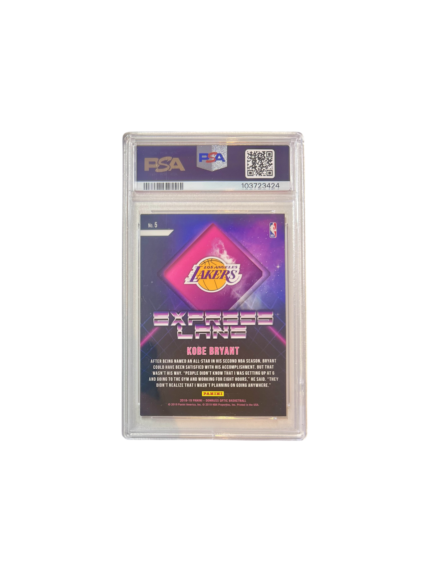 2018 Panini Optic Express Lane Kobe Bryant PSA Card