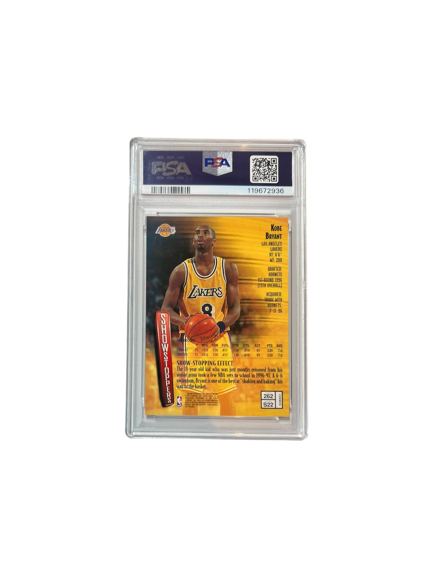1997 Topps Finest Kobe Bryant PSA Card