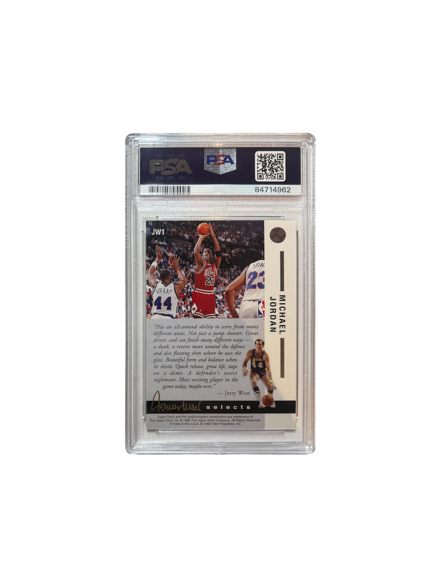 1992 Upper Deck Jerry West Michael Jordan PSA Card