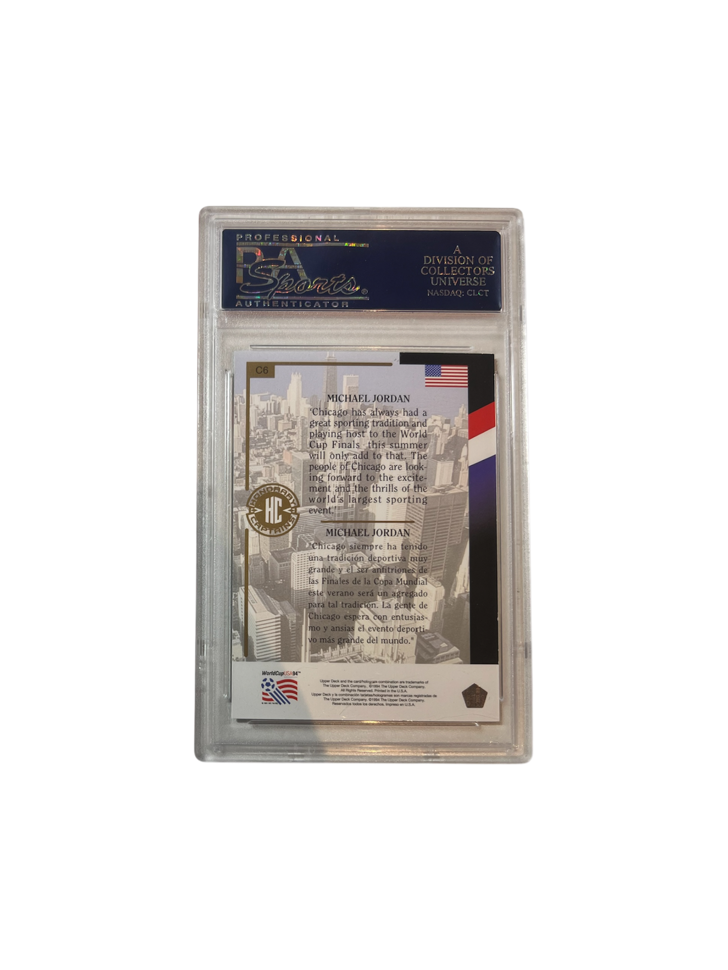 1994 Upper Deck Soccer Michael Jordan Honorary Captain PSA Card