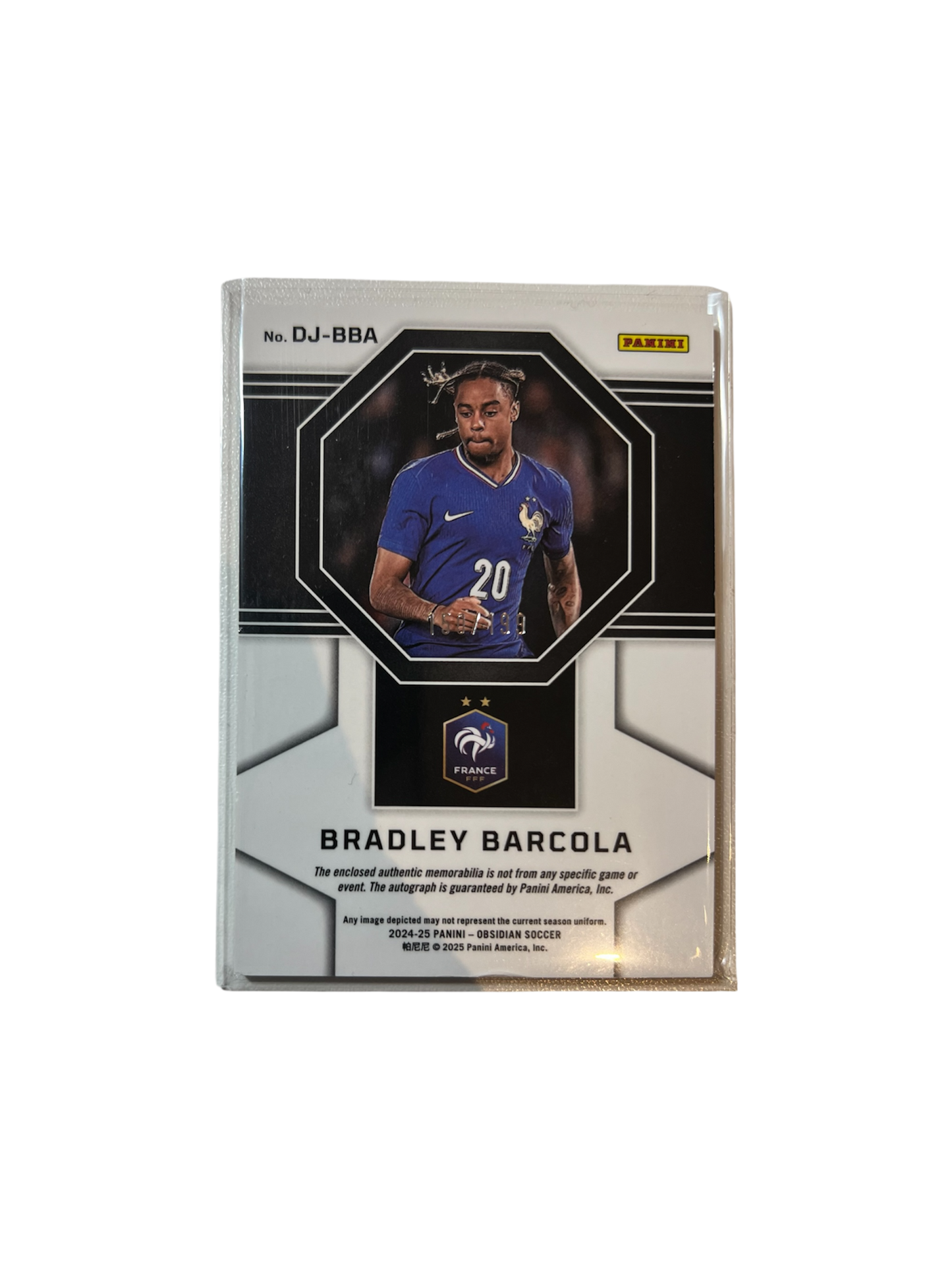 2024 Panini Obsidian Bradley Barcola AUTO and DUAL PATCH /199 card