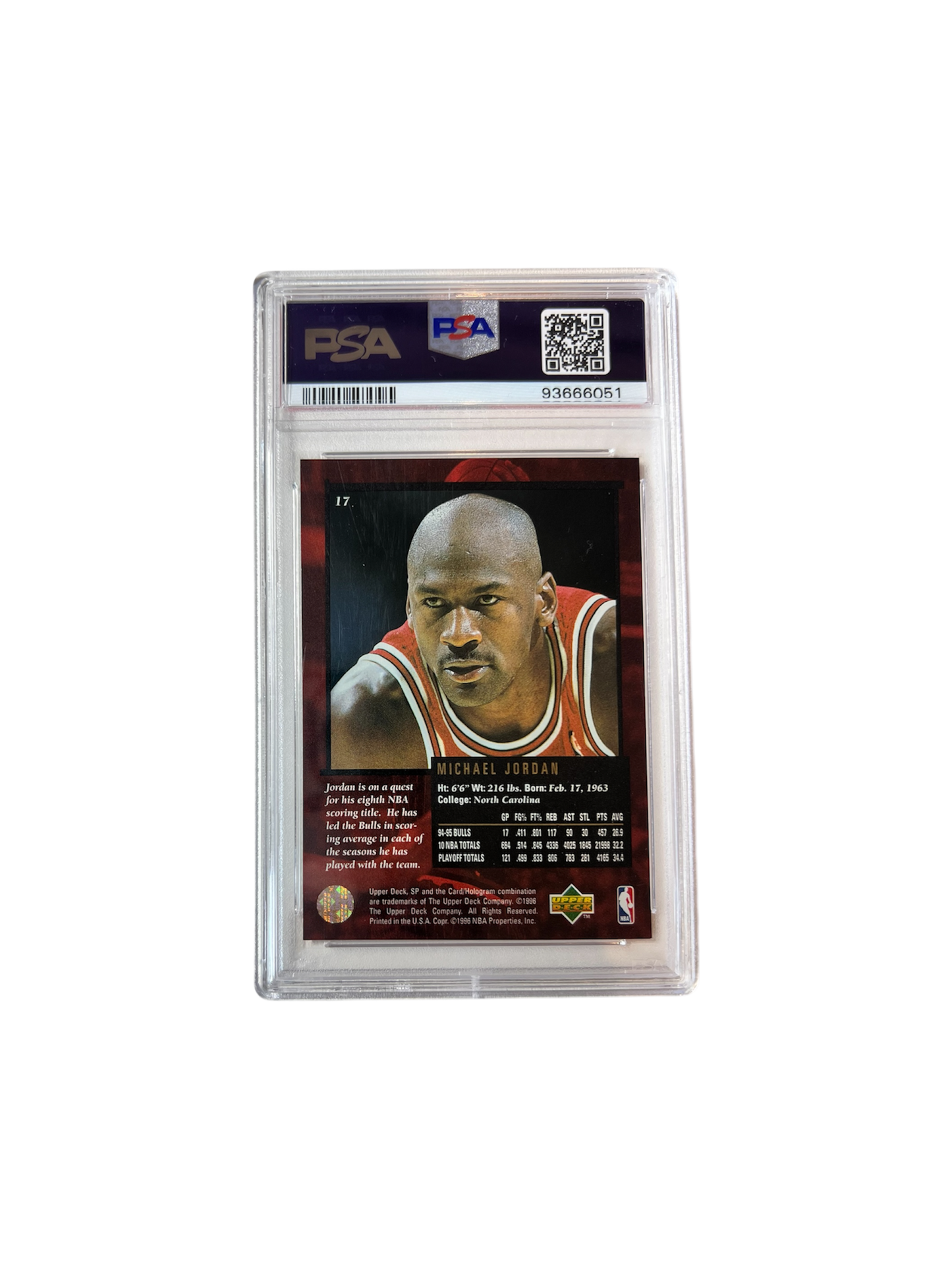 1995 Upper Deck SP Championship Michael Jordan #17 PSA Card