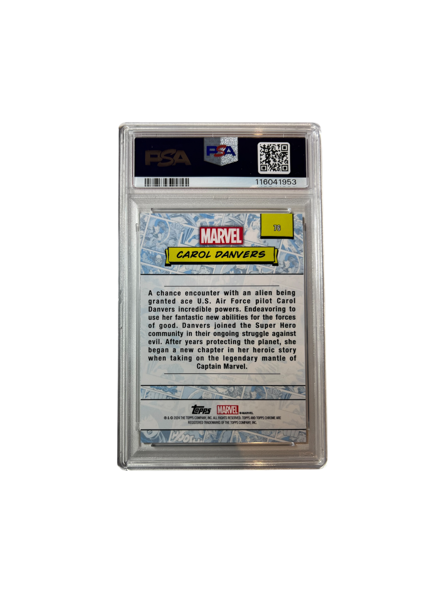 2024 Topps Chrome MARVEL Carol Danvers Spider Web Refractor PSA Card