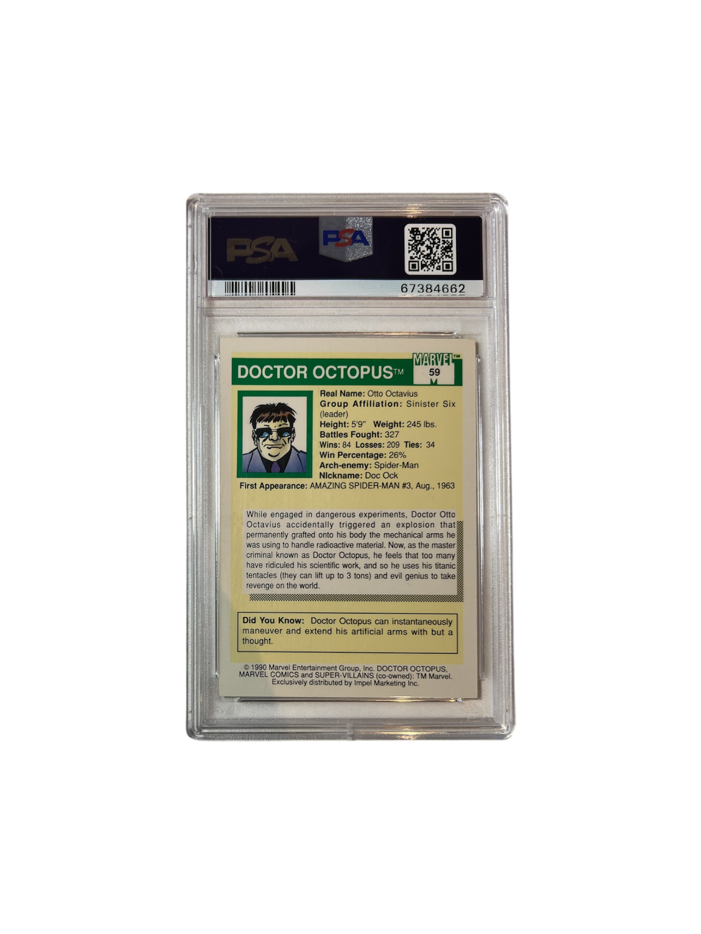 1990 Impel MARVEL UNIVERSE Doctor Octopus PSA Card