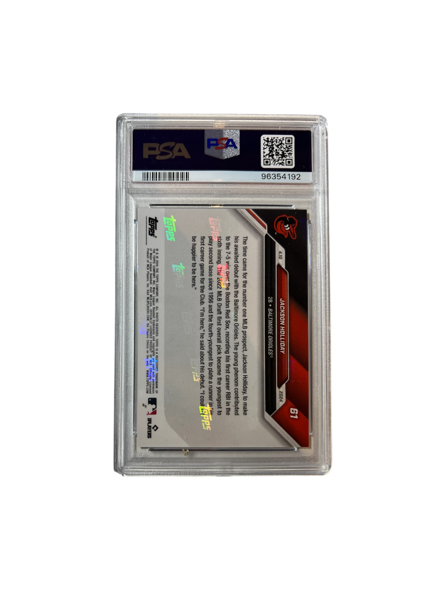 2024 Topps Now Jackson Holliday PSA Card