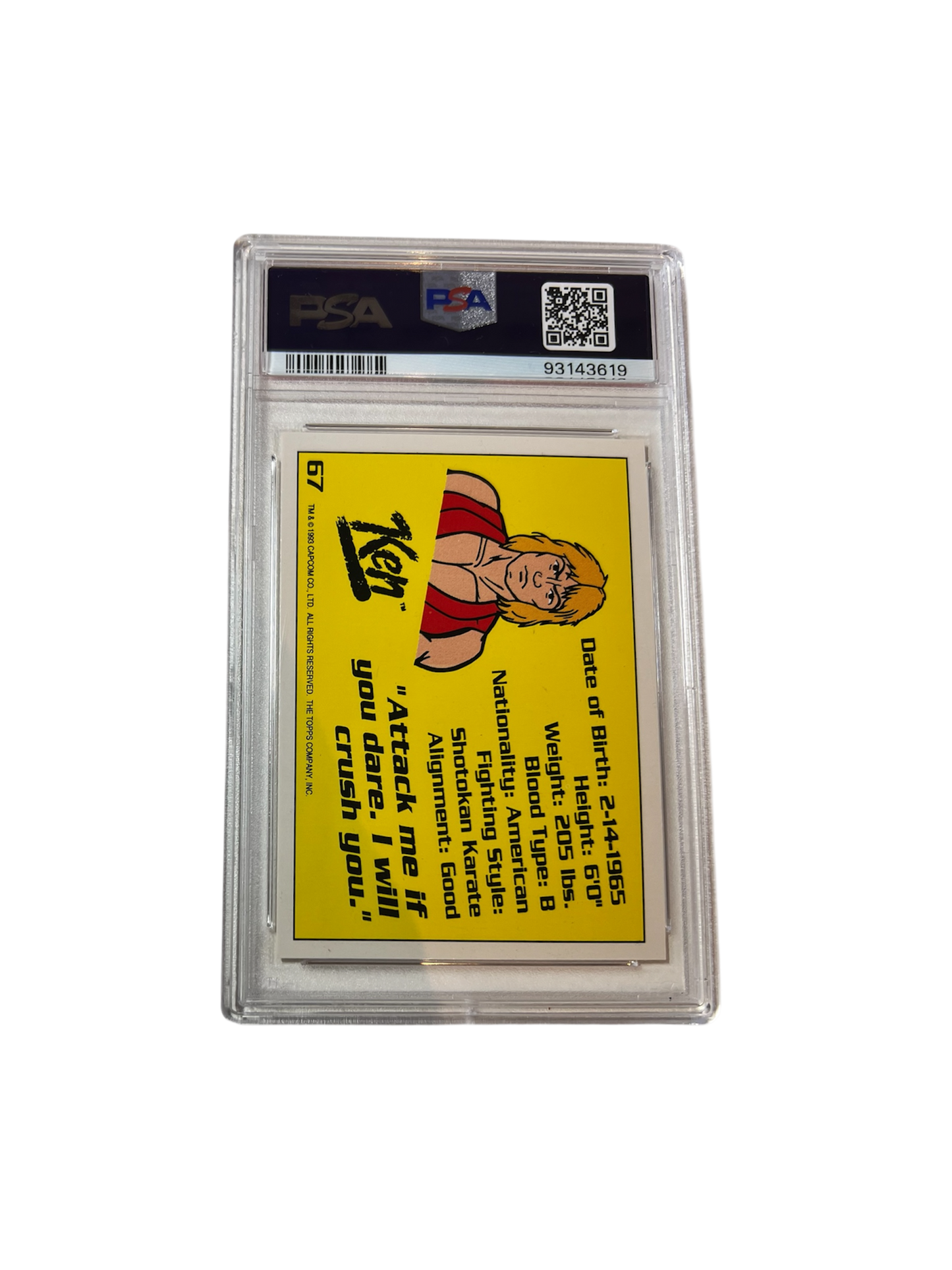 1993 Topps Street Fighter II #67 PSA Card