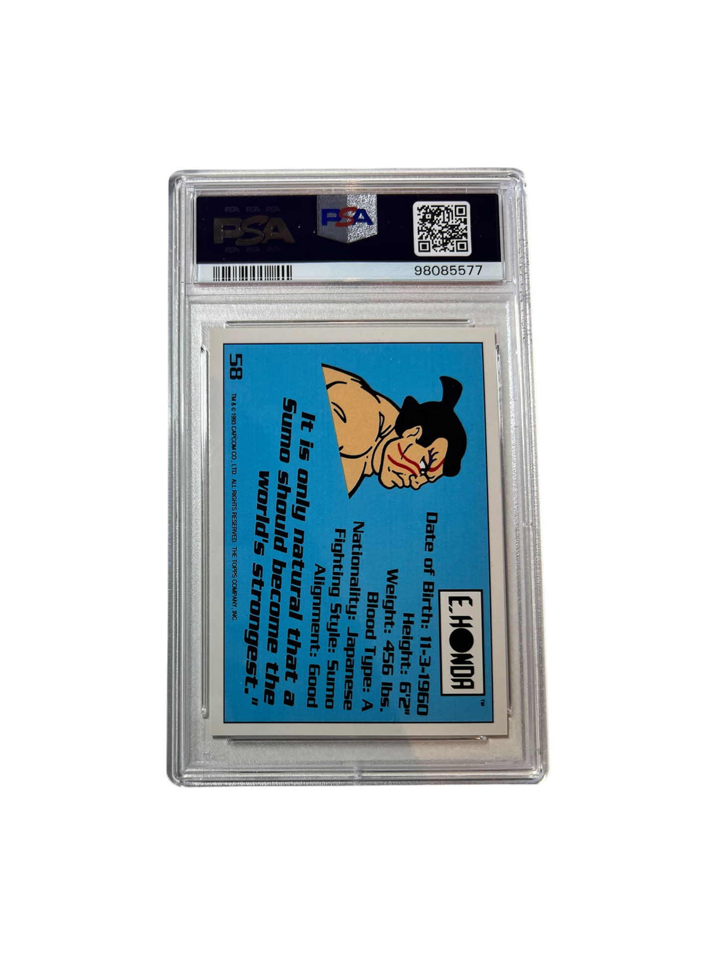 1993 Topps Street Fighter II #58 PSA Card
