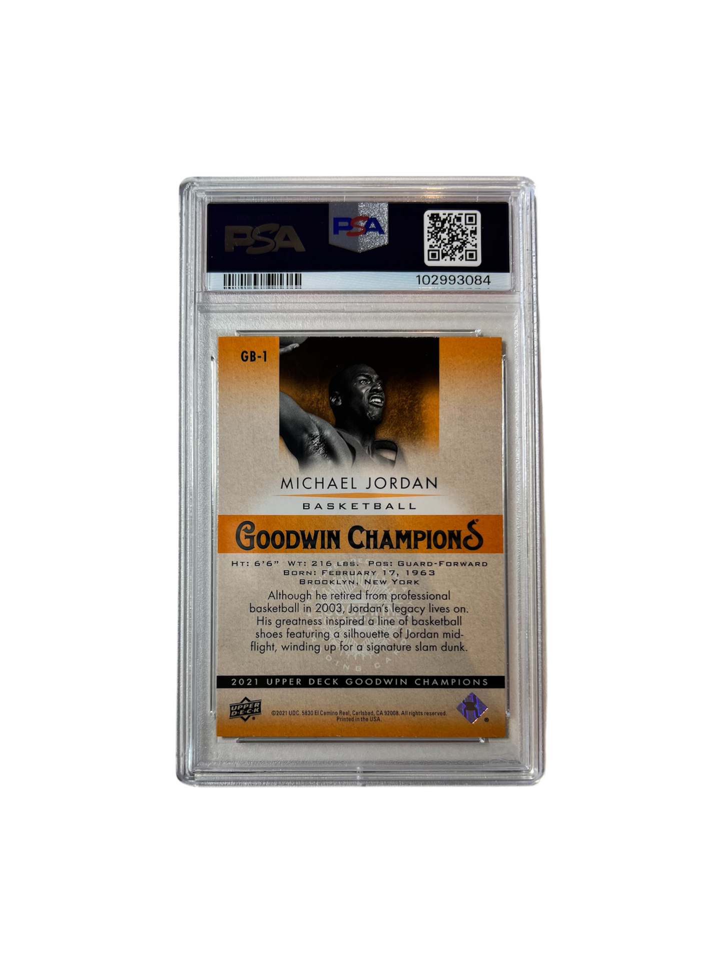 2021 Upper Deck Goodwin Champions Michael Jordan HOLO #GB1 PSA Card