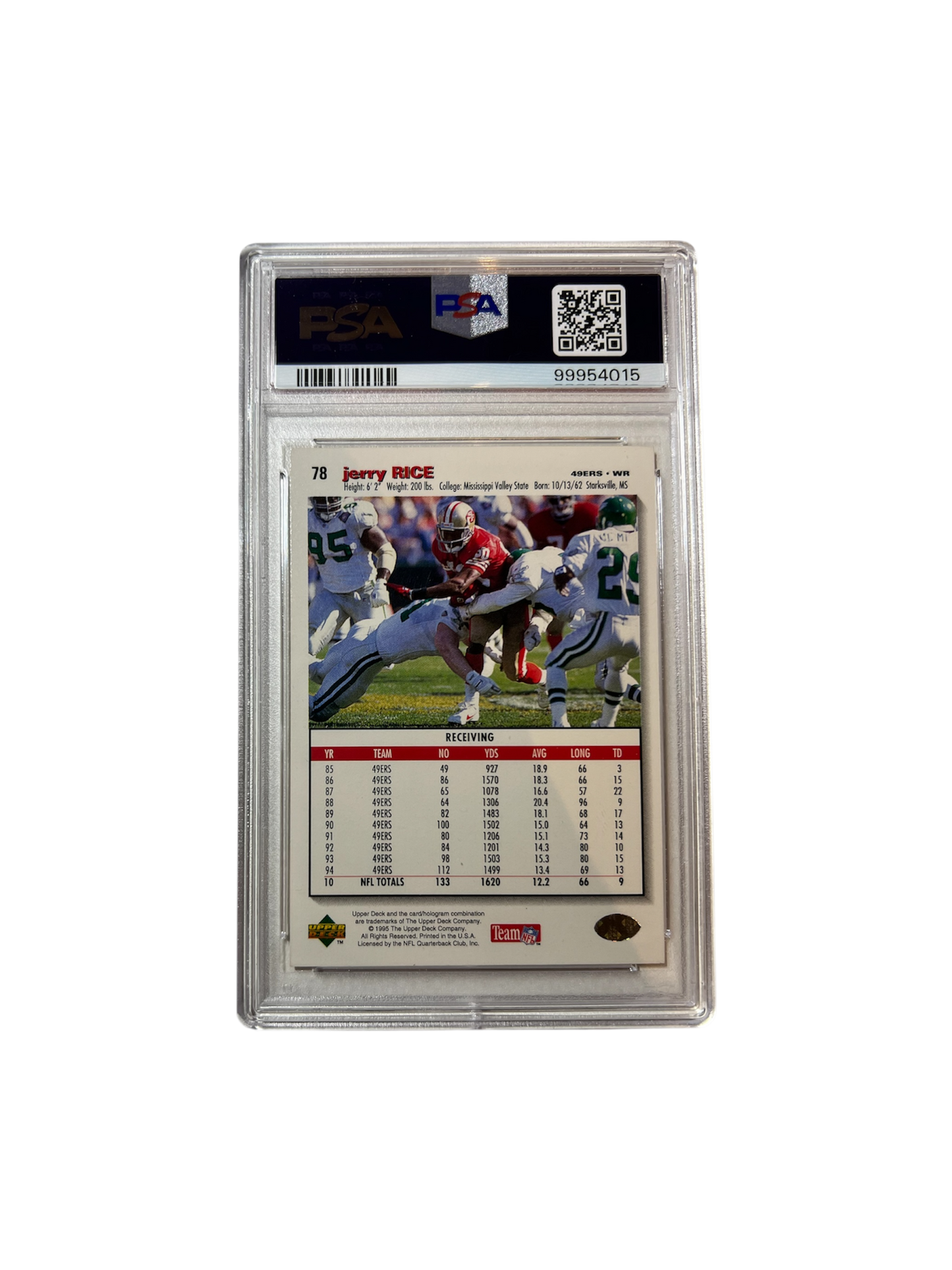 1995 Upper Deck Collector's Choice Jerry Rice 49ers PSA Card