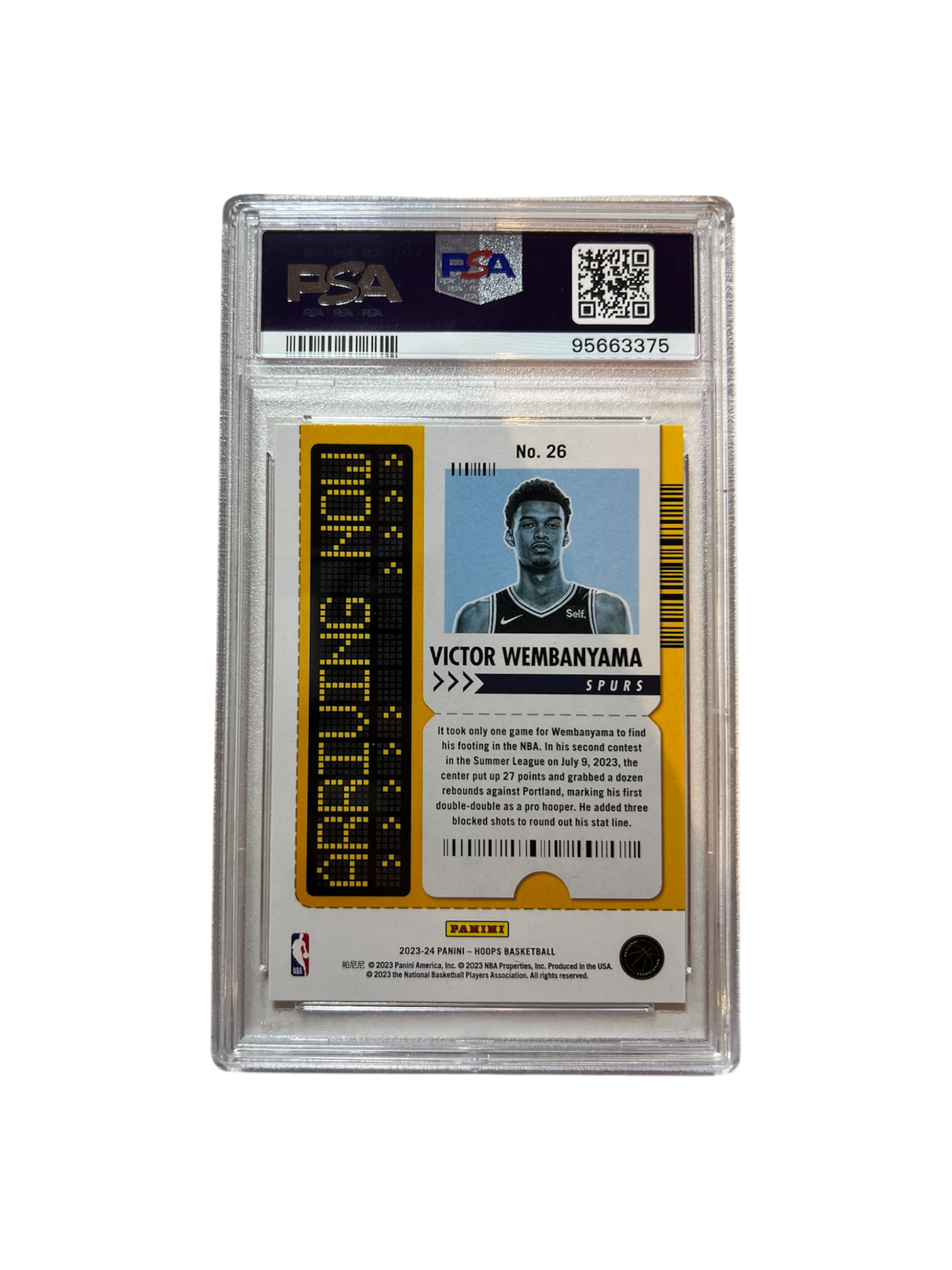 2023 Panini NBA Hoops Victor Wembanyama Rookie #26 PSA Card