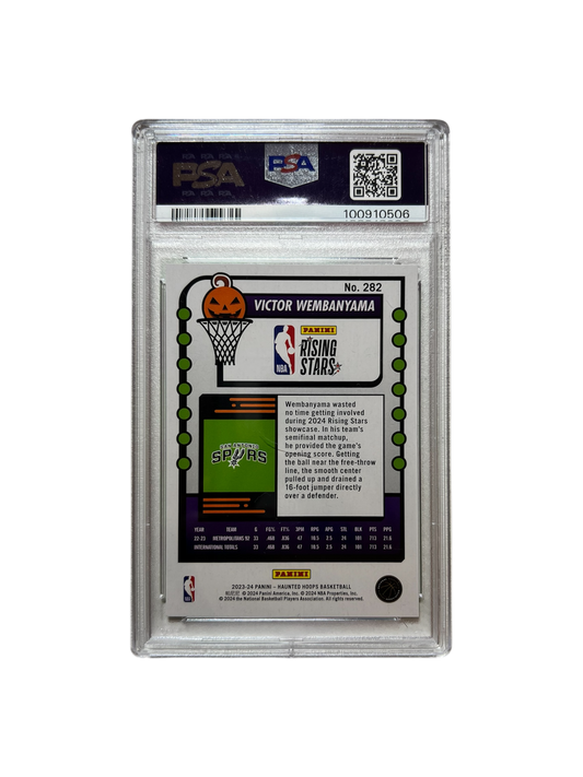 2023 Panini Haunted Hoops Victor Wembanyama Rookie #282 SLIME PSA Card