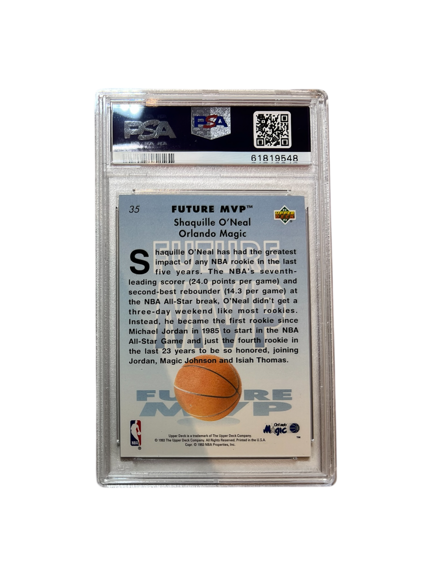 1992 Upper Deck Shaquille O'Neal #1 Draft Pick PSA 8 card