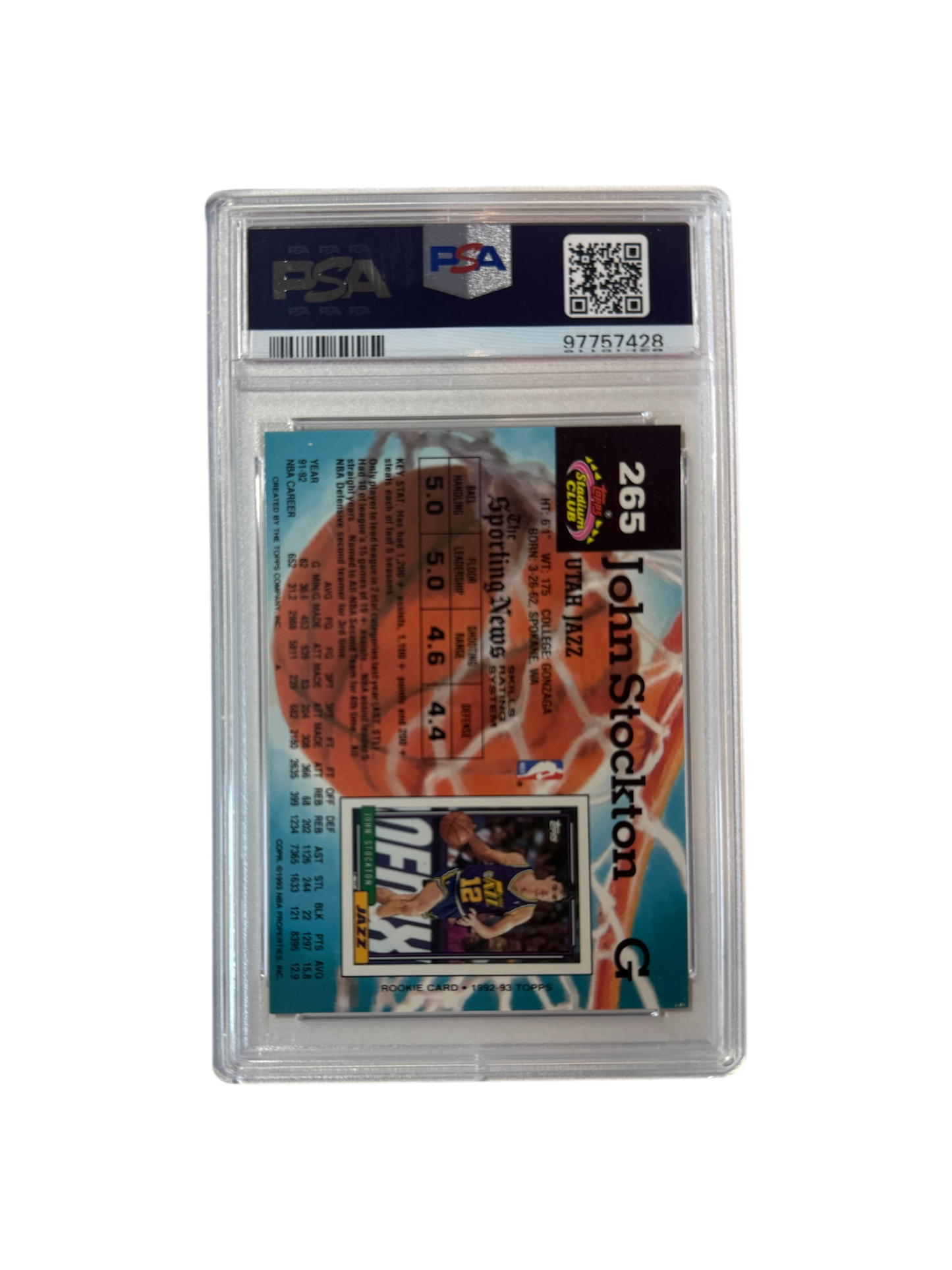 1992 Topps Archives John Stockton PSA 10 card