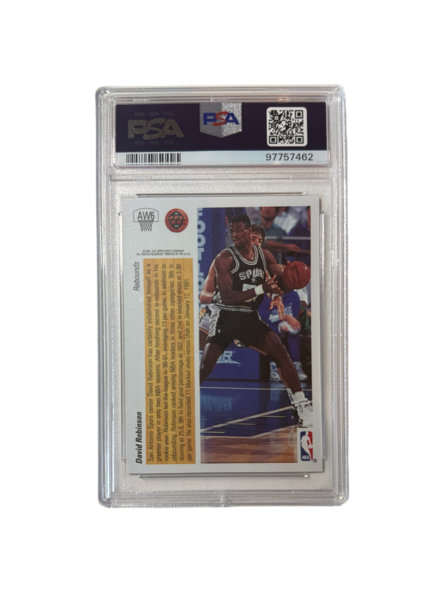 1991 Upper Deck Award Winner David Robinson HOLO #AW6 PSA card