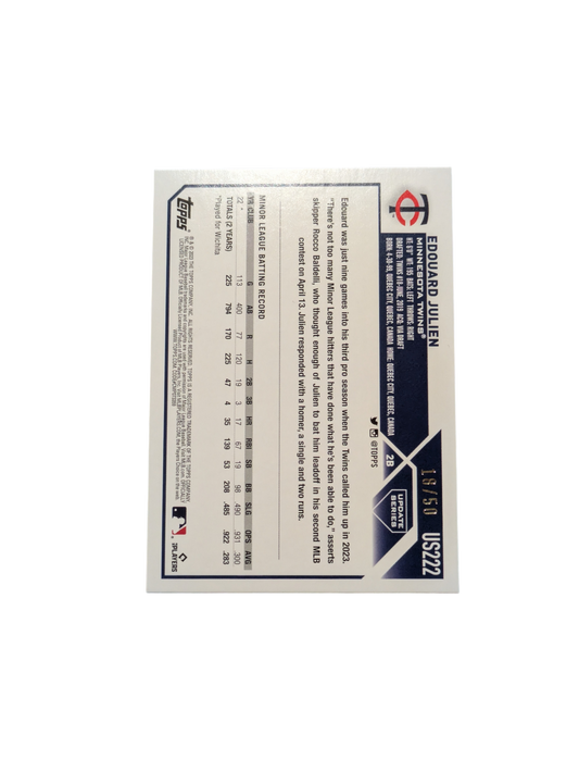 2023 Topps MLB Baseball Minnesota Twins Edouard Julien 18/50 Rookie card