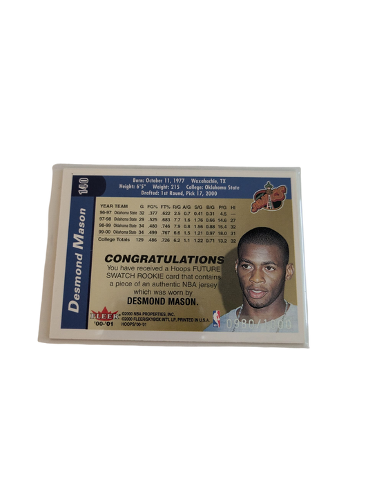 2000 Fleer Rookie Future Swatch Seattle Super Sonics Desmond Mason Patch Card