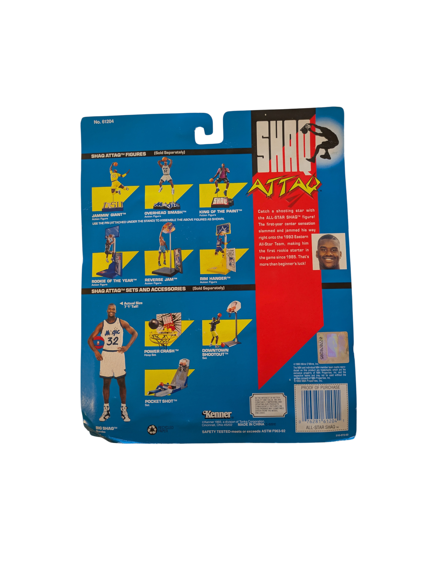 1993 Kenner Shaq Attaq Shaquille O'Neal All Star Shaq Action Figure