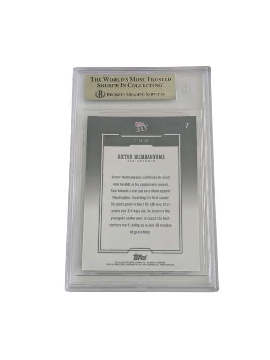 2024 Topps Now Victor Wembanyama 50 Points Beckett 9.5 Card